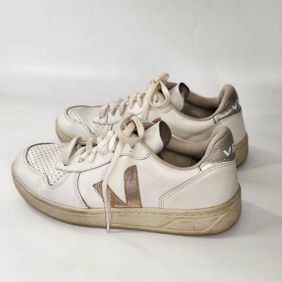 VEJA V-10 Chromefree Leather Extra White Low Top Womens Sneakers Size US 9 - Picture 4 of 8